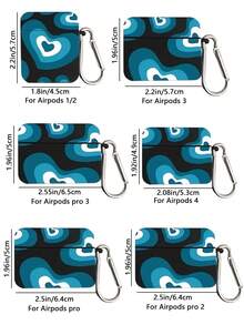 1pc Gradient Blue & White Heart Pattern Bluetooth Earphone Protective Case Compatible With Apple 1/2/3/4, Pro/Pro2/Pro3