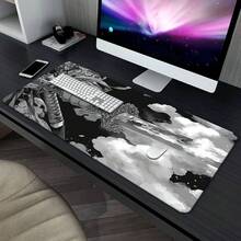 1pc Black And White Abstract XXL Mouse Pad For Desk, Gaming & Office Decor - Non-Slip Rubber Base, Large Multi-Functional Mousepad With Artistic Monochrome Design, Mouse Pads For Des - 15.75*31.5in - View 5