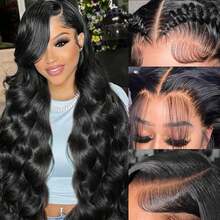 32 Inch Body Wave Lace Front Wigs Human Hair 150 Density Transparent Lace Frontal Wigs Human Hair 13x6 Lace Front Wigs Human Hair Pre Plucked Valentine's Day Gift - Natural Black - View 9