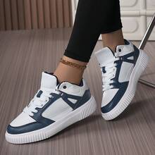 Giày thể thao đế cao phối màu mới, thoải mái, kiểu dáng thường ngày. - Xanh và trắng - Xem 8