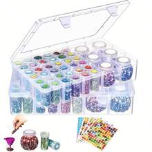 [Portable Craft Supplies Storage Box] 2 Types Of Storage Container Set With Large Box, Transparent Bead Display Cabinet, DIY Diamond Embroidery Painting Nail Art Accessories Organizer, Multi-Functional Portable Craft Supplies, Jewelry Box - Multicolor - View 1