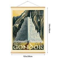 Meksular Middle Earth Landscape Wall Art Prints, Canvas Painting, Fantasy Posters, Wall Pictures, For Travel Gift, Office Home Decor, Bedroom Living Room Wall Decor, Framed, 16L\ X 12W\ - 剛鐸 - 查看 5