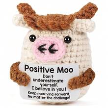 Positive Energy Crochet Cat Christmas Birthday Gift, Suitable For Both Men And Women; Mini Fun Positive Energy Penguin Shark Duck, Comes With Positive Energy Card; Back To School Desk Home Decor Gift For Friends And Colleagues, Emotional Inspirational Crochet Animal Gift Idea - Multicolor - View 13