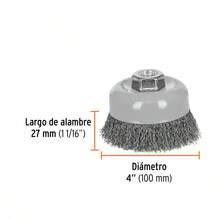 KIT 2 PZ-Carda copa 4' alambre ondulado fino, Multi-rosca, Truper - Gris Claro - Ver 4