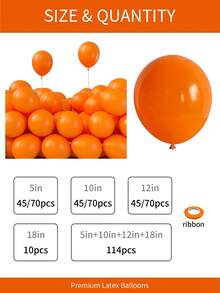 114/70/45/10pcs Orange Balloon Arch Kit, Includes 18", 12", 10", 5" Matte Orange Latex Balloons In Assorted Sizes, Suitable For Birthday, Wedding, Graduation, Gender Reveal, Thanksgiving, Halloween, Baby Shower, Fall Party Decor - Orange - View 3