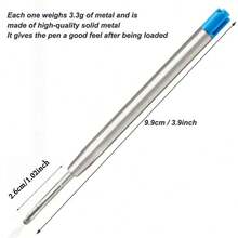 11pcs(1Pen+10 Refills)Black Metal Ballpoint Pen Set , 1.0mm European G2 Black/Blue Ink Refills Smooth Writing For Metal Pen,Signature Pen ,Ball Pens, Great For Back To School Gift,Office - Black - View 4