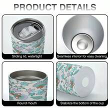 1pc Large 20oz Insulated Stainless Steel Water Bottle With Lid & Straw - Double-Wall Vacuum Insulated , Leakproof Cup For Hot/Cold Drinks, Elegant Floral Pattern In Teal Blue, Pink, Brown, White - Ideal For Travel, Office, Gym, Gift For Christmas, Valentine's Day, Birthdays - Durable & Portable Drinkware, Doublewall Insulation - 1pc - View 6