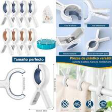 8 Pinzas para Ropa, Pinzas Grandes para Toallas de Playa de Resistencia Que No Dejan Marca con Bolsa Pinzas Ropa, Pinzas de plástico Clips para Tendedero, Calcetines, Toallas, Edredón(default) - Multicolor - Ver 1