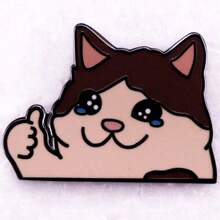 Pin De Esmalte Del Gato Del Dibujo Animado Con Pulgar Hacia Arriba Y Broche Del Collar Del Gato Triste, Delicado Pequeño Regalo - Multicolor - Ver 5