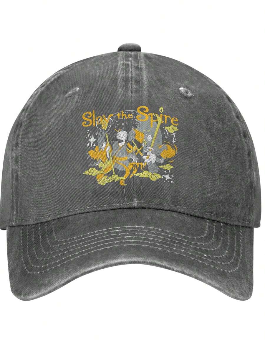 Slay The Spire Gaming Men Women Washed Distressed Twill Cotton Baseball Cap Vintage Adjustable Dad Hat - 灰色 - 查看 1