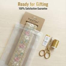 1/5 Yard eleganter, floraler, paillettenbestickter Spitzenbesatz mit goldfarbener Metallkante, transparentes Nähband, geeignet für Brautkleider, Taschen, DIY-Basteleien, Vorhangbänder, Ramadan-Bekleidung, Geschenkverpackung - mehrfarbig - Übersicht 7