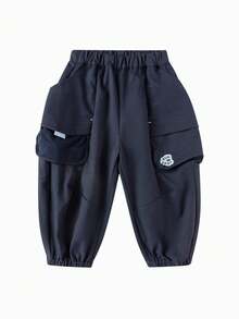 Balabala 儿童工装裤，男女通用户外风格，2026 春季款 - 深藍 - 查看 4