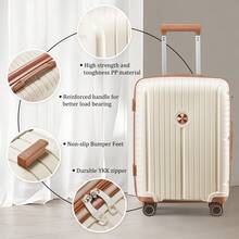 Joyway 6-Piece Hard-Shell Luggage Set In 12/20/24/28 Inches, Including 2 Practical Travel Bags, With TSA Lock And Quiet 360° Spinner Wheels, Robust And Water-Resistant, Suitable For Families, Students And Business Trips, Various Sizes For Cabin And Checked Baggage – Ideal Travel Accessory And Travel Must-Have - 白色 - 查看 5