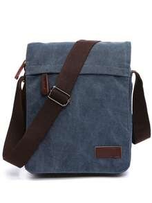 1个复古帆布单肩斜挎包，男士新款时尚便携户外邮差包，休闲旅行斜挎包，男女通用，底部可扩展拉链设计，可调节肩带 - 彩色 - 查看 14