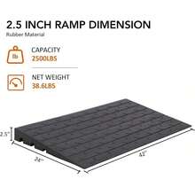 Rubber Threshold Ramp, Heavy Duty Threshold Ramps, Rubber Driveway Ramps With Cable Cover, Car Driveway Curb Ramp For Cars Vehicles Loading Dock Garage Sidewalk, 24x42x2.5inch - 24x42x2.5inch - View 9