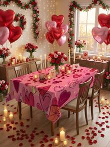 这款情人节桌布采用爱心和礼盒图案，由涤纶面料制成，是一款浪漫甜蜜的长方形桌布，饰有鲜艳的爱心和礼盒印花。它防污防皱，是情人节派对、情侣浪漫晚餐或居家用餐装饰的理想之选。 - 彩色 - 查看 8