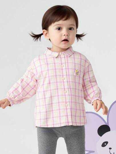 Balabala 女童格子衬衫，男女皆宜的可爱春季长袖上衣 2026