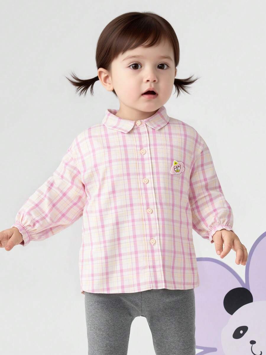 Balabala 女童格子衬衫，男女皆宜的可爱春季长袖上衣 2026 - 紅色調 - 查看 1
