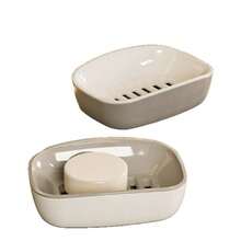 双层皂碟，家用浴室沥水皂盒，双层大容量皂托，浴室皂架，可单独使用或堆叠使用，节省空间 - 彩色 - 查看 10