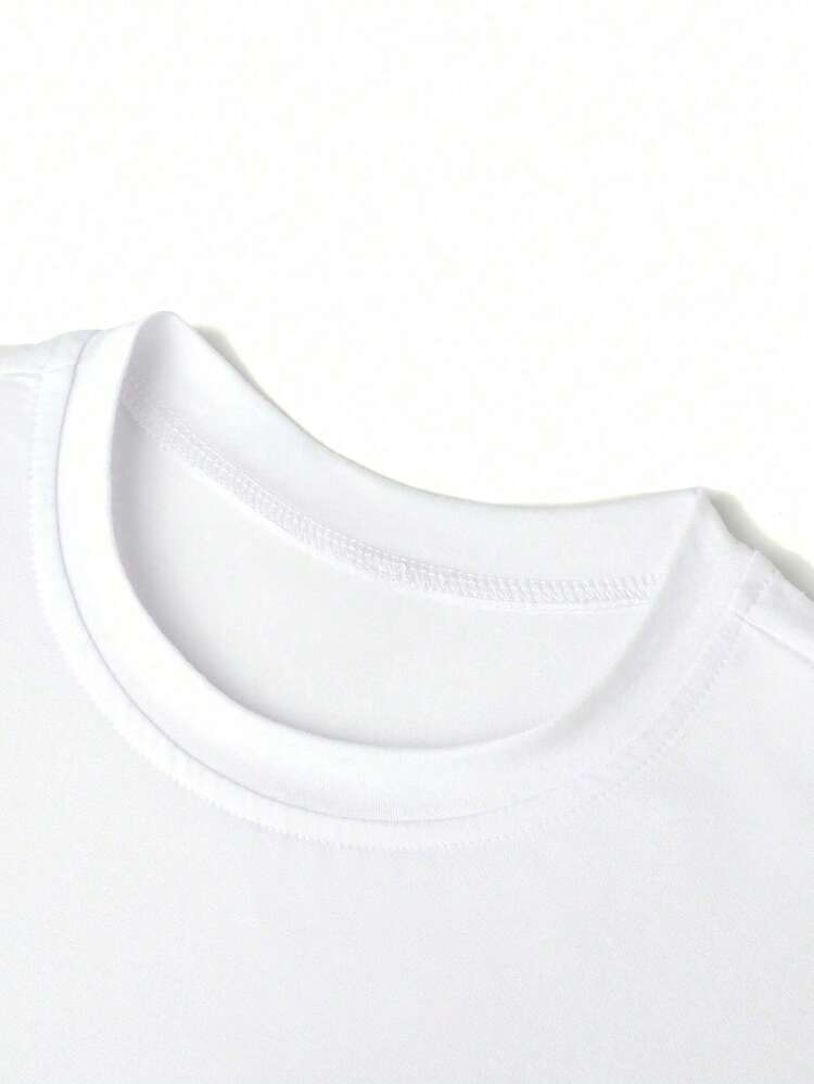 女士休闲圆领短袖简约T恤，饰有棕榈树图案，夏季度假装扮 - 彩色 - 查看 4