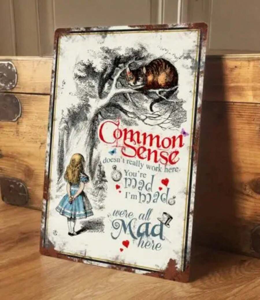 Alice In Wonderland Metal Sign Plaque Common Sense 200mm X 305mm - 彩色 - 查看 1