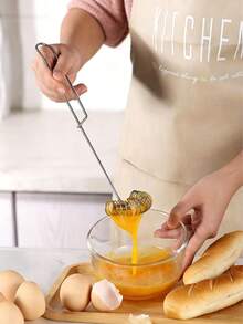 1pc Stainless Steel Egg Beater, Egg Squeezer, Spring-Loaded Cake Baking Egg Whisk, Coil-Style Egg Beater For Kitchen