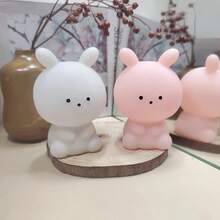 1pc Easter Bunny Night Light, Cute Rabbit Desk Lamp, Standalone Plastic LED Light, Battery Powered (Button Cell), Great For Bedroom, Easter Decor, Birthday Gift - Night Light - View 5
