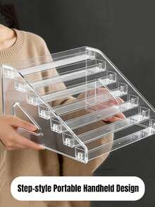 1pc Acrylic Trapezoid Display Rack, 3-Tier Trapezoid Display Shelf, Home Storage Display Rack, Jewelry & Cosmetics Display Rack, Multi-Layer Transparent Organizer Display Rack, Cake Stand, Perfume Rack, School Supplies, Back To School Season