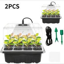 1/2/4/5/6pcs Plant Seed Starter Tray Kit, Includes Plant Growth Lamp, Seedling Trays, Humidity Dome & Base, Indoor Mini Greenhouse For Seed Germination And Seedling Cultivation (Each Tray Has 12 Cells) - Black - View 10