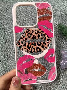 1pc New Creative Pink Wireless Charging Magnetic Pattern Unique Phone Case Compatible With Apple Series 17/17 Air 16 Pro Max, 11/12/13/14 Plus/XR/7/8 Plus/15 Pro Max, Series - Pink - View 4