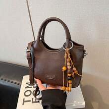 Bolso de hombro para mujer de ante vintage nuevo moda lindo casual versátil bolso de hombro de ante con asa de mano bolso cruzado - Marrón - Ver 4