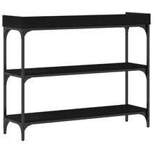 vidaXL Tavolo Consolle con Étagère Chêne Nero 100 x 30 x 80 cm - nero - Visualizzare 7