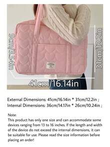 Cute Heart-Shaped Embroidered Laptop Bag, 13-16 Inch Large Capacity Laptop Shoulder Bag, Fashion Laptop Handbag - Multicolor - View 4