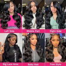 32 Inch Body Wave Lace Front Wigs Human Hair 150 Density Transparent Lace Frontal Wigs Human Hair 13x6 Lace Front Wigs Human Hair Pre Plucked Valentine's Day Gift - Natural Black - View 11