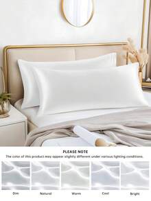 1pc Satin Extended Body Pillowcase, Silk Pillow Case For Hair And Skin, Luxurious And Silky Smooth, Ultra Soft And Breathable, No Filler, Machine Washable, Oeko-Tex Certified - White - View 6