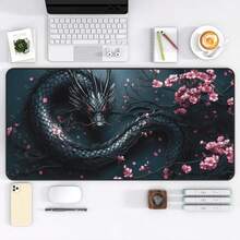 Mystical Dragon Desk Mat Japanese Themed Deskmat Enchanted Office Decor, Gamer Mouse Pad, Fantasy  Desk Mat Sakura Gaming Mouse Pad ExtendedGreatgift - 如圖所示 - 查看 5