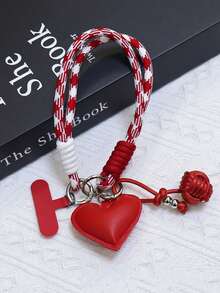 1pc Red Heart-Shaped Phone Lanyard, Festive Phone Charm Strap Gift For Girlfriend, Friends On Valentine's Day - Multicolor - View 13