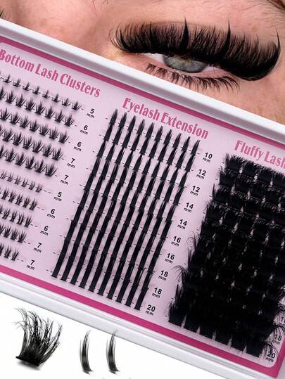 Set de rizador de pestañas de 305 piezas/295 piezas/285 piezas/275 piezas/265 piezas, extensiones de pestañas 4 en 1 de 200D/160D/120D/100D/80D/60D, longitud de 5-20mm, pestañas postizas reutilizables, adecuadas para cualquier ocasión