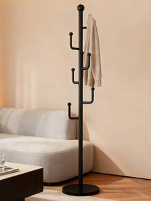 Tree Coat Rack Stand With Clothes Basket, Sturdy Freestanding Coat Rack, Purse Rack Hat Rack Stand, Clothes Rack With Metal Frame, Bedroom Storage Organizeration, Home Decor, Morden Style, Coat Stand Fits Entryway Bedroom Office For Bags, Hats - 黑色 - 查看 7