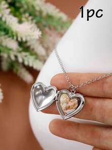 LICVIC 1/2pcs Customized Photo Heart Pendant Necklace, Personalized Photo, Creative Elegant Classic, Interchangeable Daily Wear, Warm Jewelry, Girl Gold Fashion Back To School Gift