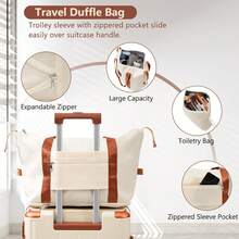 Luggage Set 3 Piece Carry On Luggage, Lightweight Durable Spinner Suitcase With Corner Guards (White Brown, 20inch) - White Brown - View 3