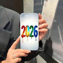 1PC Phone Case ,  Colorful Dripping 2024 Numbers Design , Stylish Phone Case, Phone Decoration, All-around Lens Protection, Creative Small Gift, Funny Gift for Boys and Girls - ブラック - チェックする 5