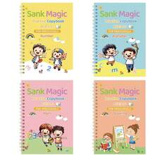 (Bộ 4 vở + 1 bút + 5 ruột bút + 1 cán bút), Vở luyện viết chữ ma thuật, Vở luyện thư pháp, Vở luyện viết chữ giúp kiểm soát bút, Vở luyện viết chữ ma thuật cho trẻ em, Vở luyện viết thư pháp và vẽ có thể tái sử dụng, Quà tặng ngày lễ, Quà tặng văn phòng phẩm, Đồ dùng học tập, Quà tặng sinh nhật (Kiểu ngẫu nhiên) - Nhiều màu - Xem 4