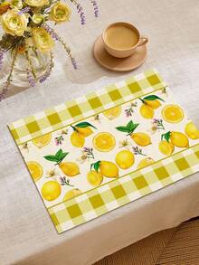 1pc Lemon Pattern Table Runner/Placemat, Suitable For Holidays, Parties, Birthdays, Dinners, Kitchen & Dining Room Decor, All Season Home Textile Decoration - Multicolor - View 6