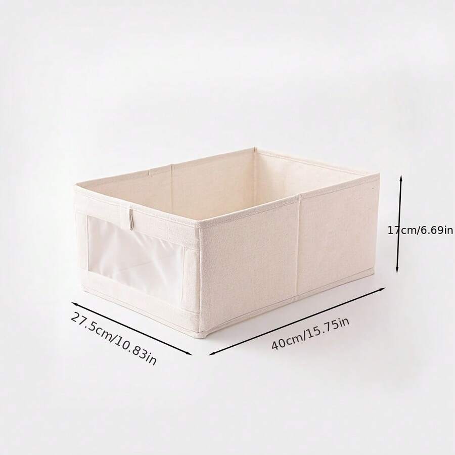 1 pieza/2 piezas/3 piezas/4 piezas/5 piezas Caja de almacenamiento plegable de algodón y lino, con tablero de PP reforzado por todos lados, organizador de estilo cajón lavable - Multicolor - Ver 1