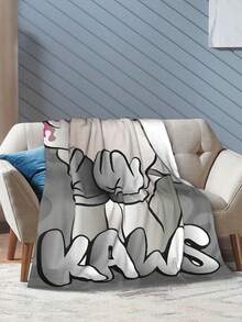 1pc Kawss Kawaii Kaw Anime Glam Style Flannel Blanket Super Soft Warm Bed Blanket Sofa Bedding Bedroom Sofa Office Car Four Seasons Cozy Shaggy Blanket Girls Boys Adult Gift - 黑色 - 查看 5