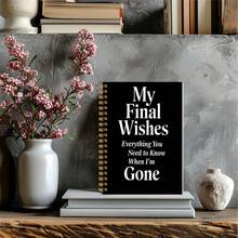 1本“现在是你的问题了”螺旋笔记本 - 生命终结计划，5.5x8.3英寸，成人记事本，终极福利安排和遗嘱指南，黑白设计，金色螺旋装订 - A5 - 查看 4