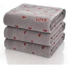 1 Pair Heart-Shaped Embroidered Thickened Towel Gift Set, Soft Absorbent Cotton Hand Towel, Suitable For Couples And Lovers, Valentine's Gift, Bathroom & Home Essentials - Multicolor - View 4