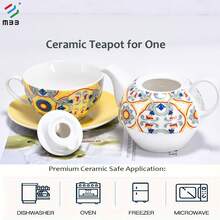 MBB 1 Set Tea For One Set, Floral Ceramic Tea For One Teapot And Cup Set, Colorful Tea Set Gift For Women Mother Grandma In Home Office, Porcelain Floral Teapot Cup Saucer Set With Lid Decorative White Basic, European Style Tea Cup With Saucer Set, Gift - Multicolor - View 11