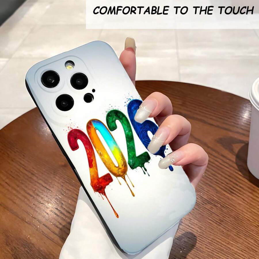 1PC Phone Case , Colorful Dripping 2024 Numbers Design , Stylish Phone Case, Phone Decoration, All-around Lens Protection, Creative Small Gift, Funny Gift for Boys and Girls - ãã©ã㯠- ãã§ãã¯ãã 1